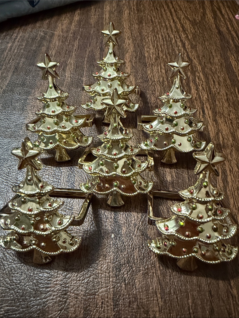 LENOX Holiday Noel Gold Christmas Tree Napkin Rings Set of 6